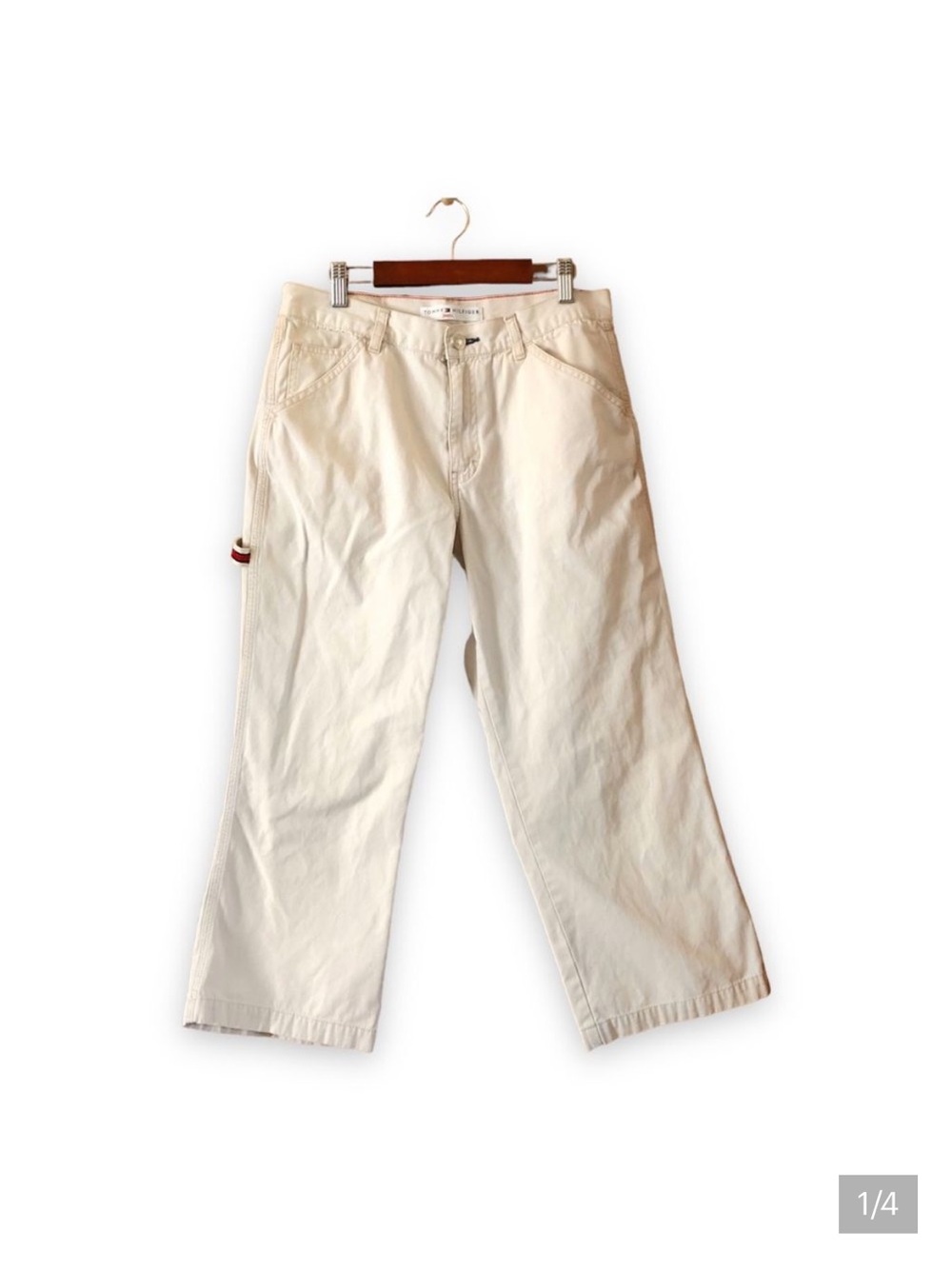 Vintage Y2K Tommy Hilfiger Cropped Khaki Straight Leg Pants Size 8 Preppy
